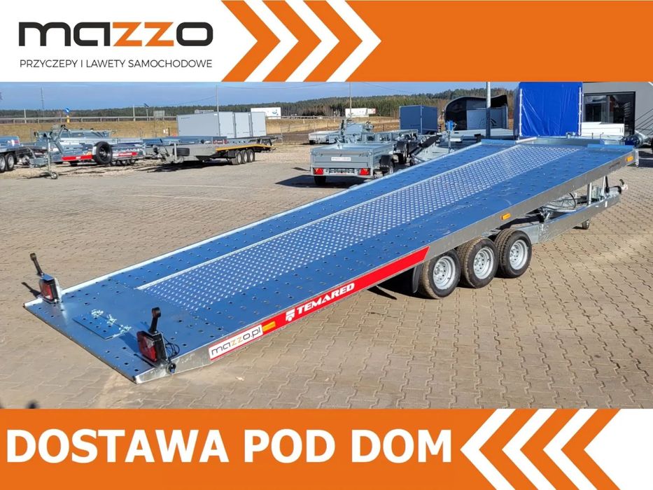 TEMARED Laweta uchylna hydraulicznie 580x206cm DMC3500kg 3-osiowa, wypełnienie z blachy SOLIDNA I MOCNA  Laweta uchylna hydraulicznie 580x206cm DMC3500kg 3-osiowa, wypełnienie