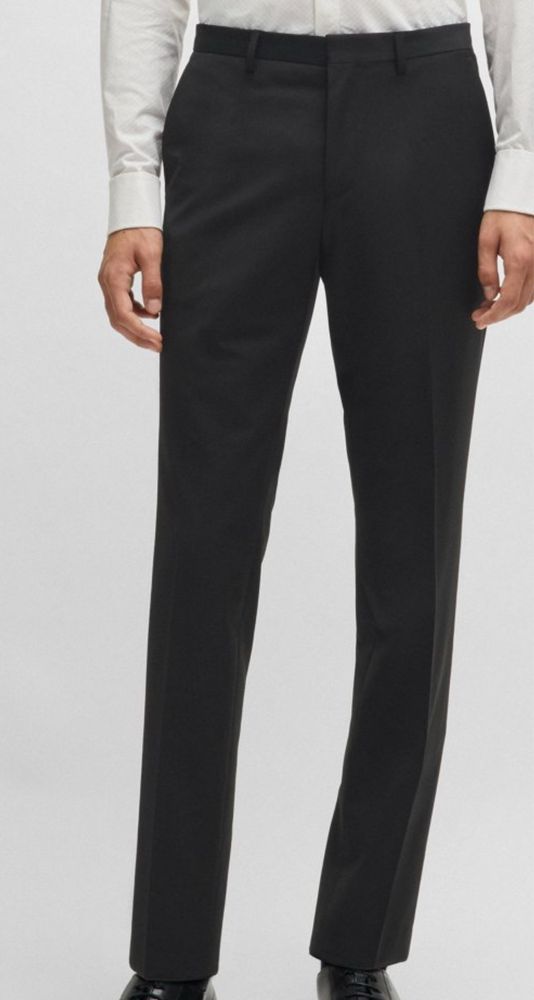 Hugo spodnie garniturowe o wąskim kroju, elastyczne roz. 52 slim fit