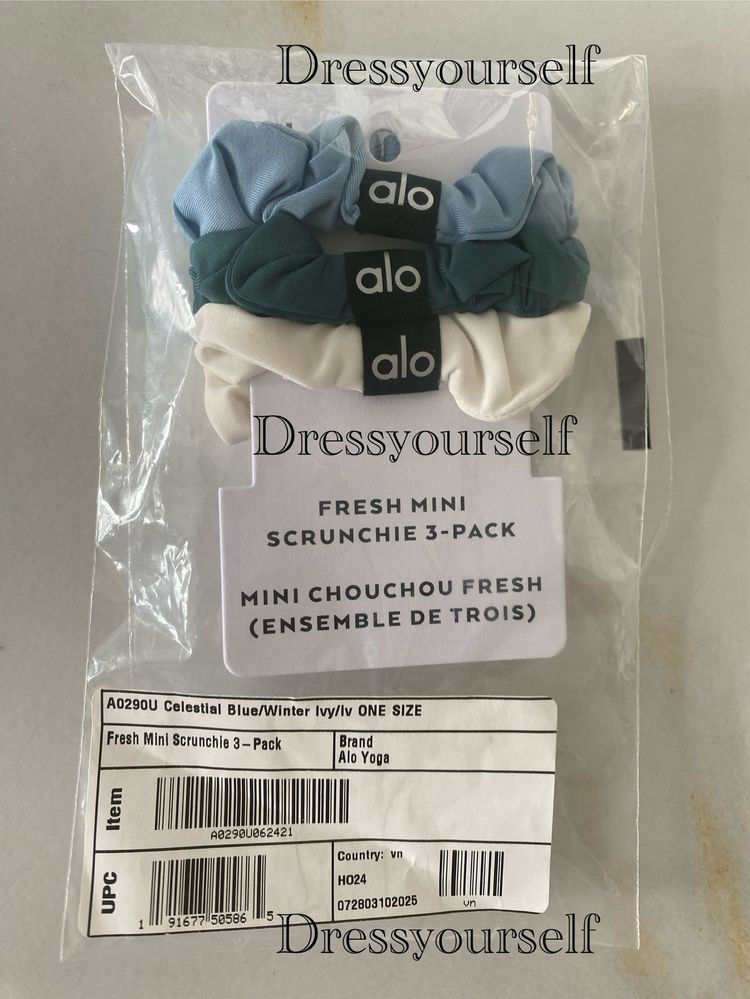 Alo Yoga zestaw gumek do włosów Fresh Mini Scrunchie blekit kremowy