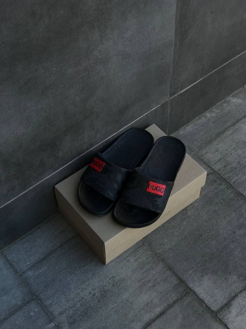 Мужские шлепанцы Hugo Boss Черные Шлепанцы Hugo Boss