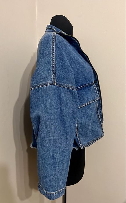 Джинсова оверсайз куртка ZARA з накладними кишенями