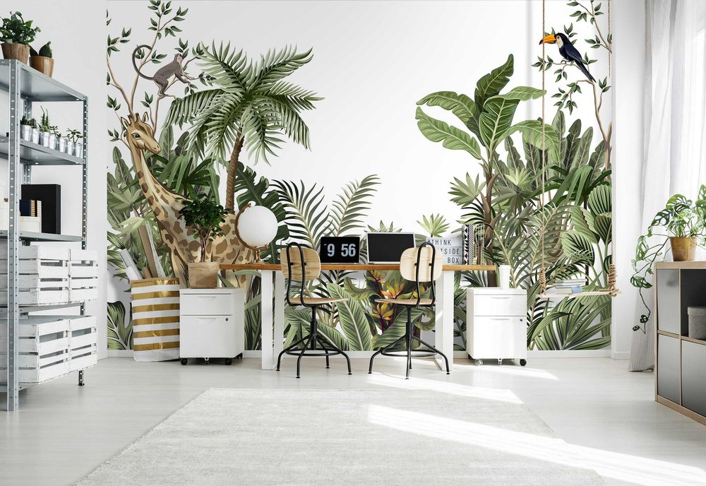 Fototapeta Las Tropikalny Żyrafa Na Ścianę 3D Twój Rozmiar + KLEJ