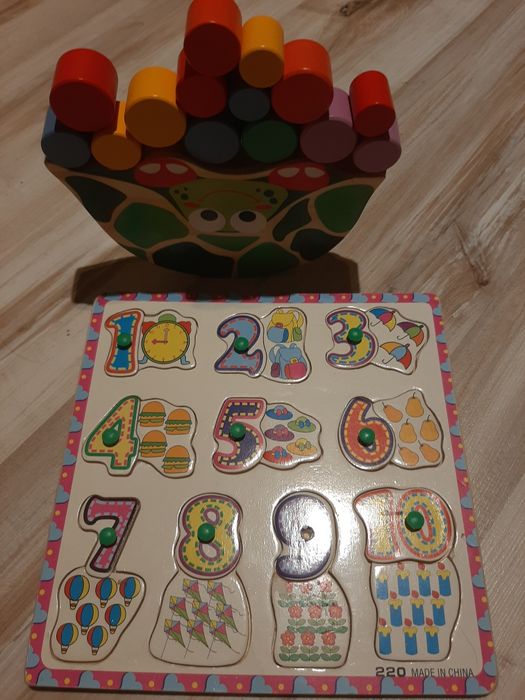 Drewniane zabawki klocki