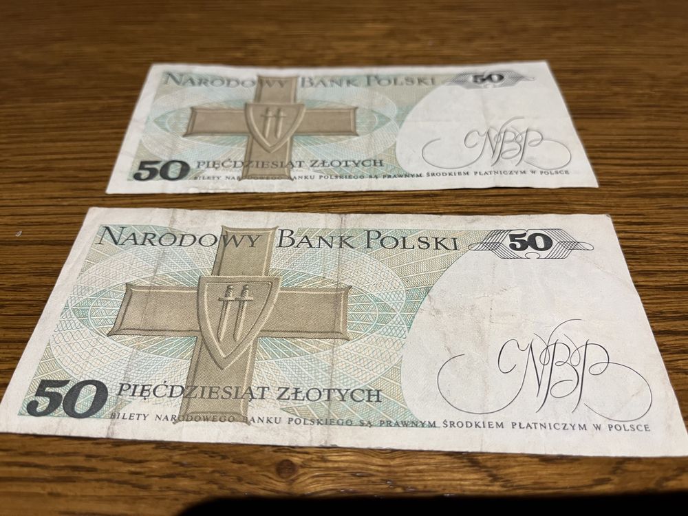 Banknoty 50 zl prl, 2 sztuki kolekcjonerskie