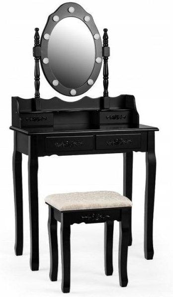 Toaletka ze stołkiem i obrotowym lustrem 360°