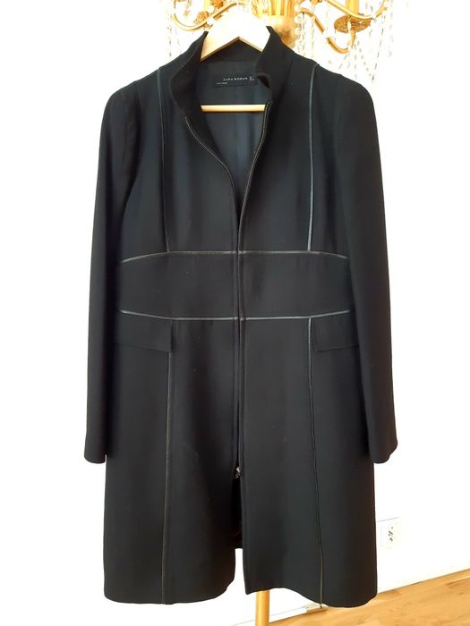 Zara M/L elegancki klasyczny płaszcz 88% wełna minimalizm premium