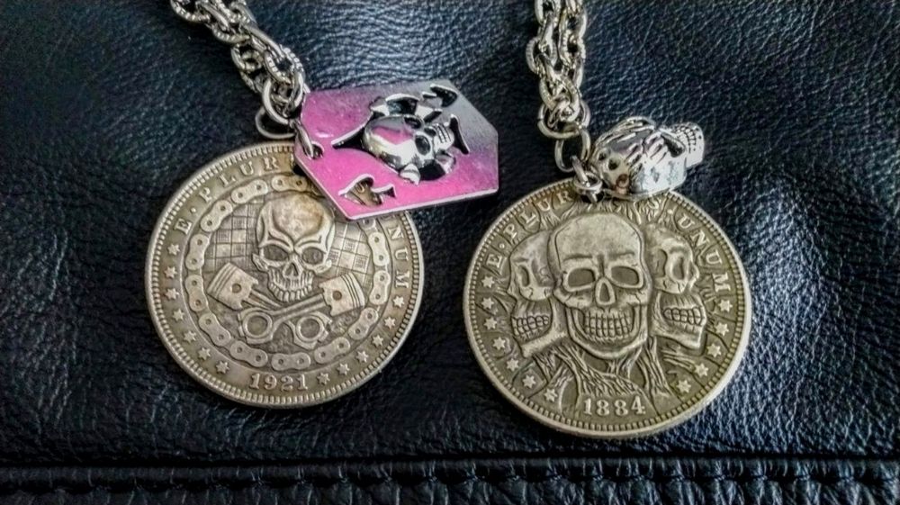 Wisiorek motocyklisty As Pik Motorhead czaszki łańcuch chopper Harley