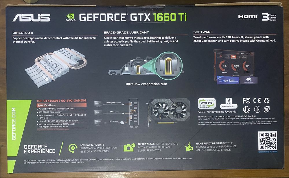 Placa gráfica ASUS Geforce GTX 1660 TI TUF Gaming 6GB