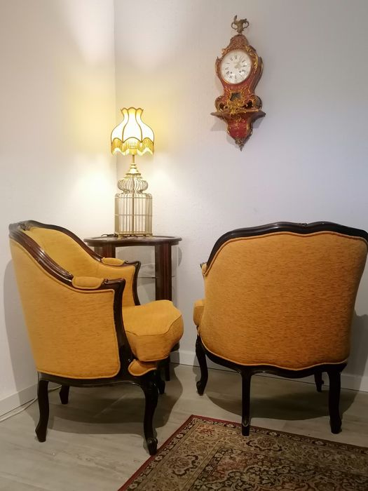 Par Clássicas Poltronas (Cadeirões Bergeres Cadeiras braços) Luís XV