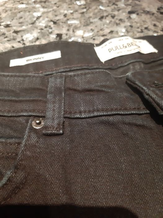 Jeans 46 skinny granat Pull Bear limited dziury denim spodnie tkmaxx