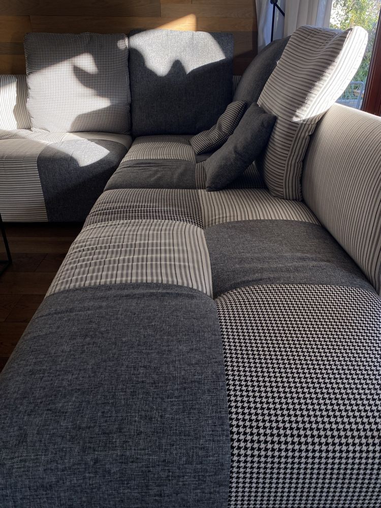 Sofa kanapa narożnik OPTISOFA 2,5 x 2,5 modułowa patchwork szara biała