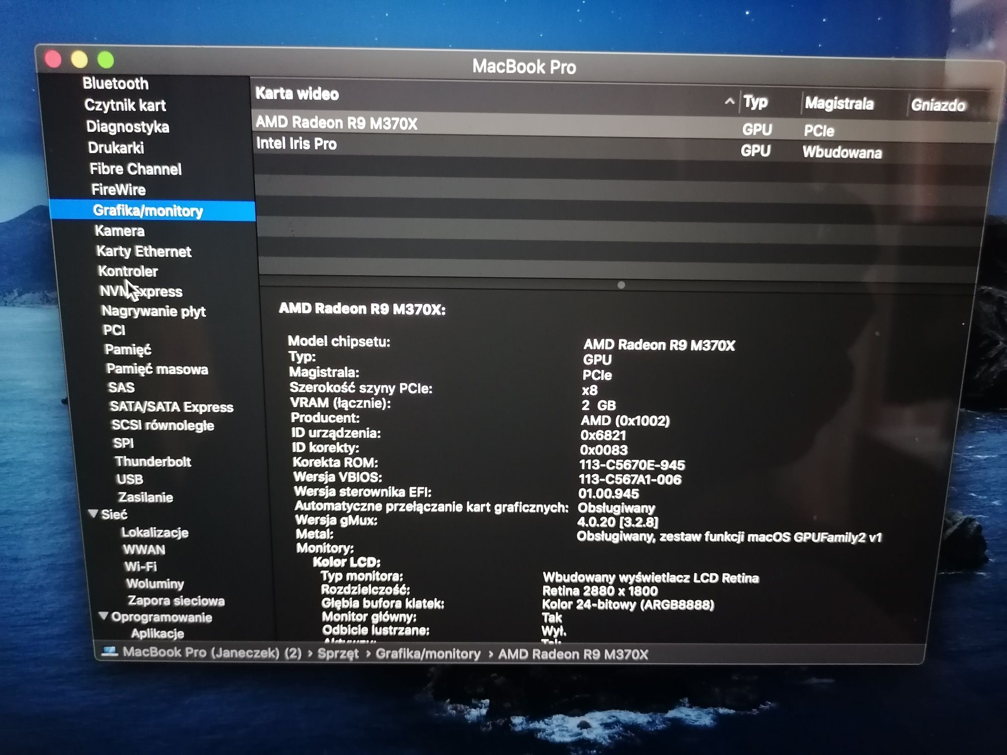 Macbook pro 15 2015 i7 2,5ghz, 16gb 128gb AMD gwarancja do sierpnia