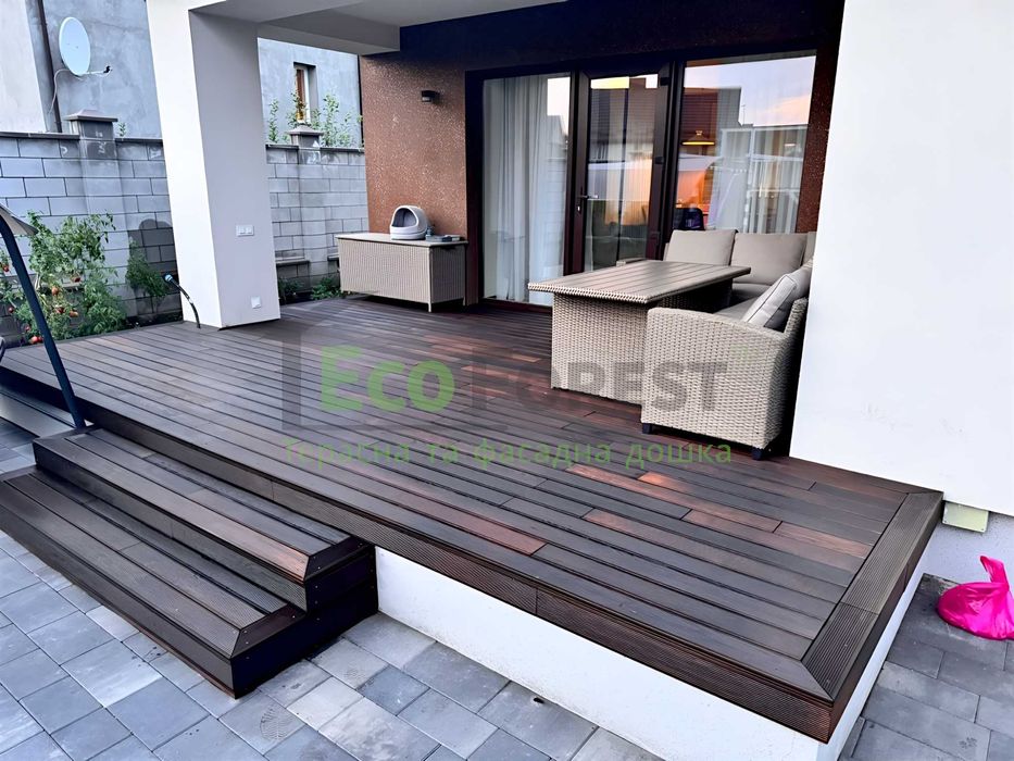 Термодерево. Термоясень - терасна дошка. Гладка/рифлена виробництво!