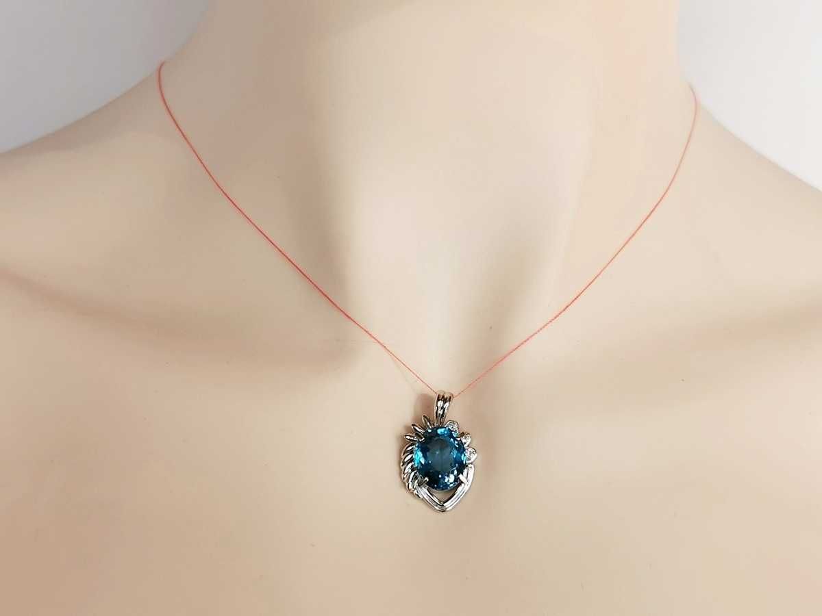 wisiorek platyna 900 topaz diamenty brylanty 5,75 g certyfikat