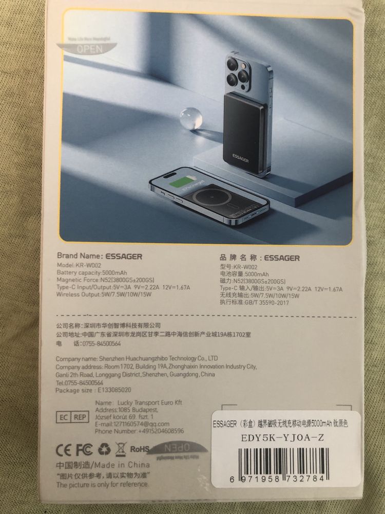 Eesager Magsafe ultra cienki power bank 5000mAh