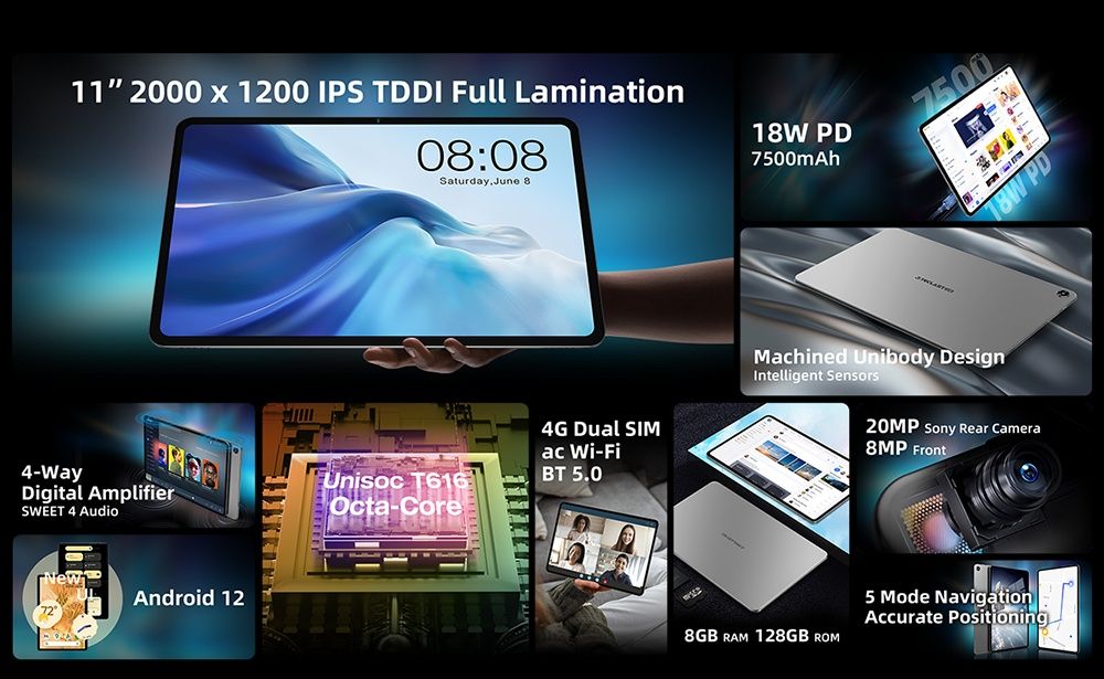Teclast t50 11" 2K екран 8/128гб