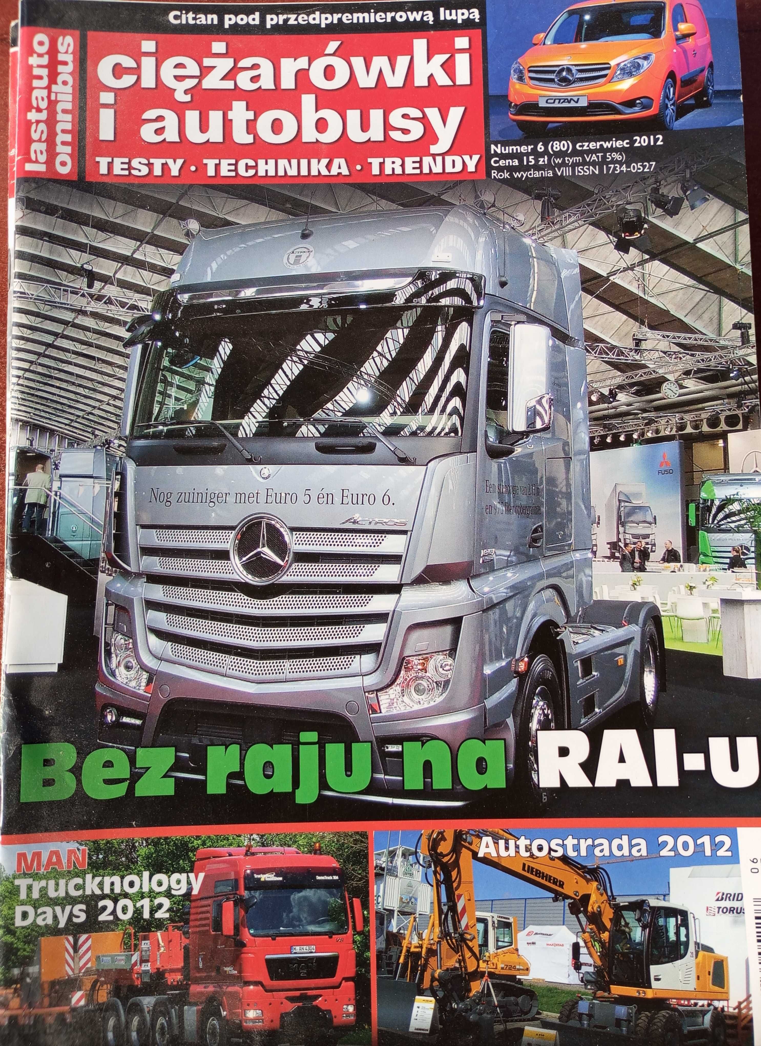 Ciężarówki i autobusy. 2012 r. 8 numerów -7 sztuk.