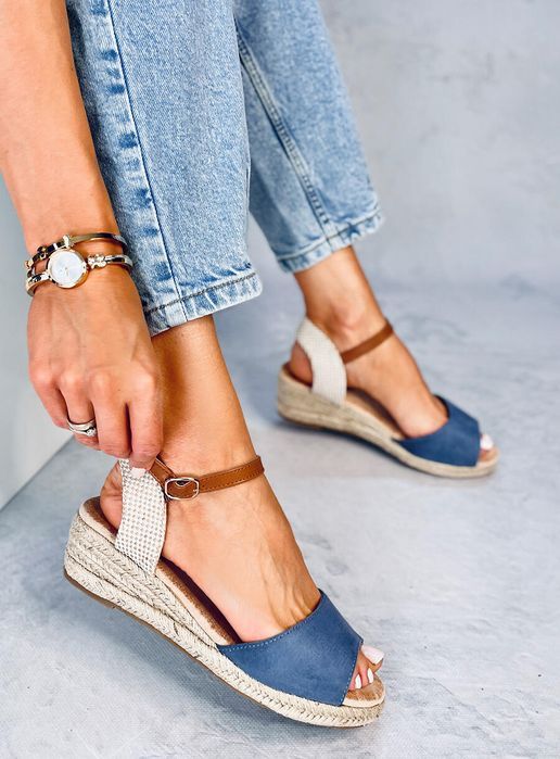 Sandałki Espadryle Na Koturnie Eakes Blue