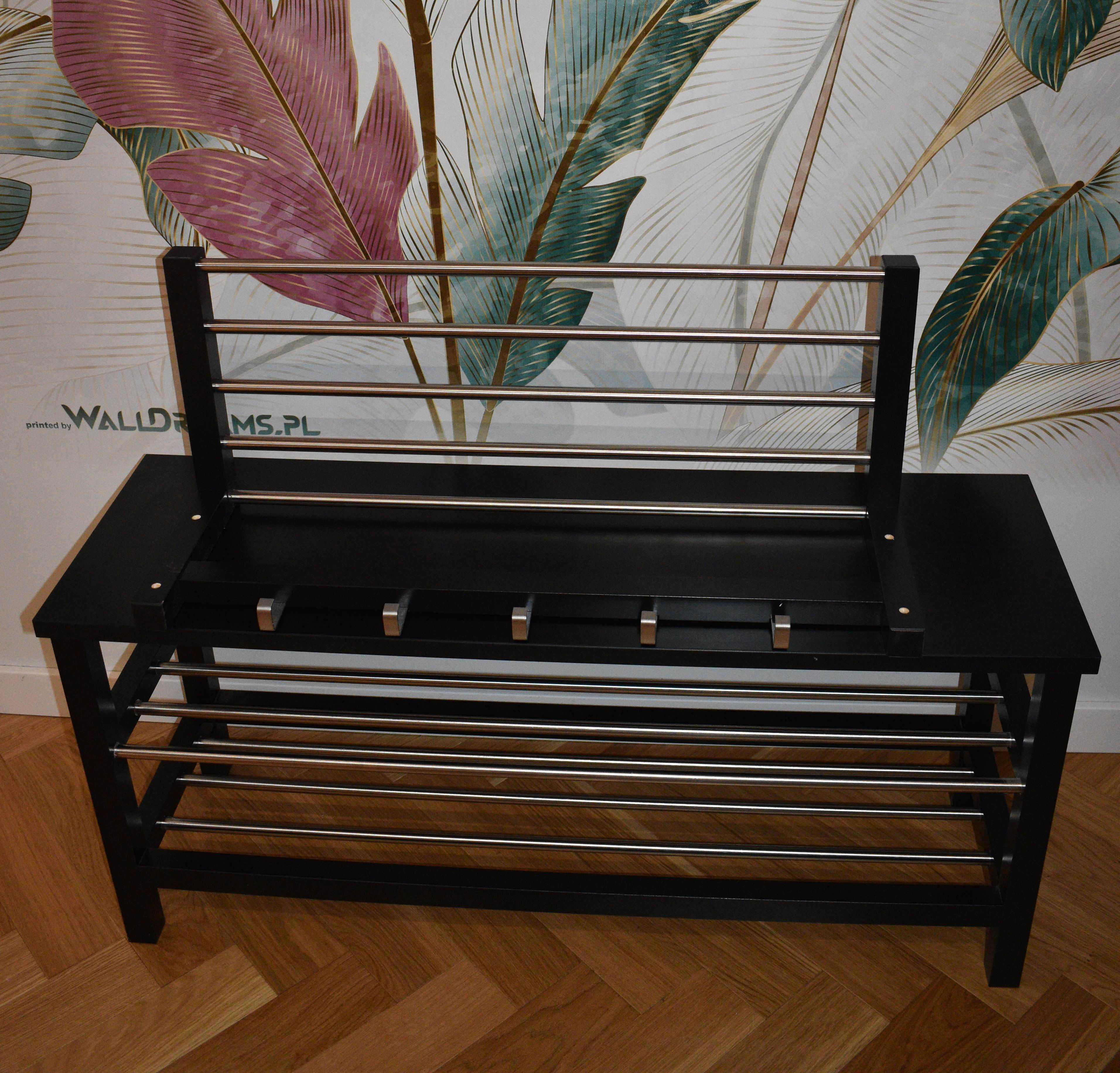 Ikea Tjusig , ławeczka z półkami  i wieszak, stan   bdb