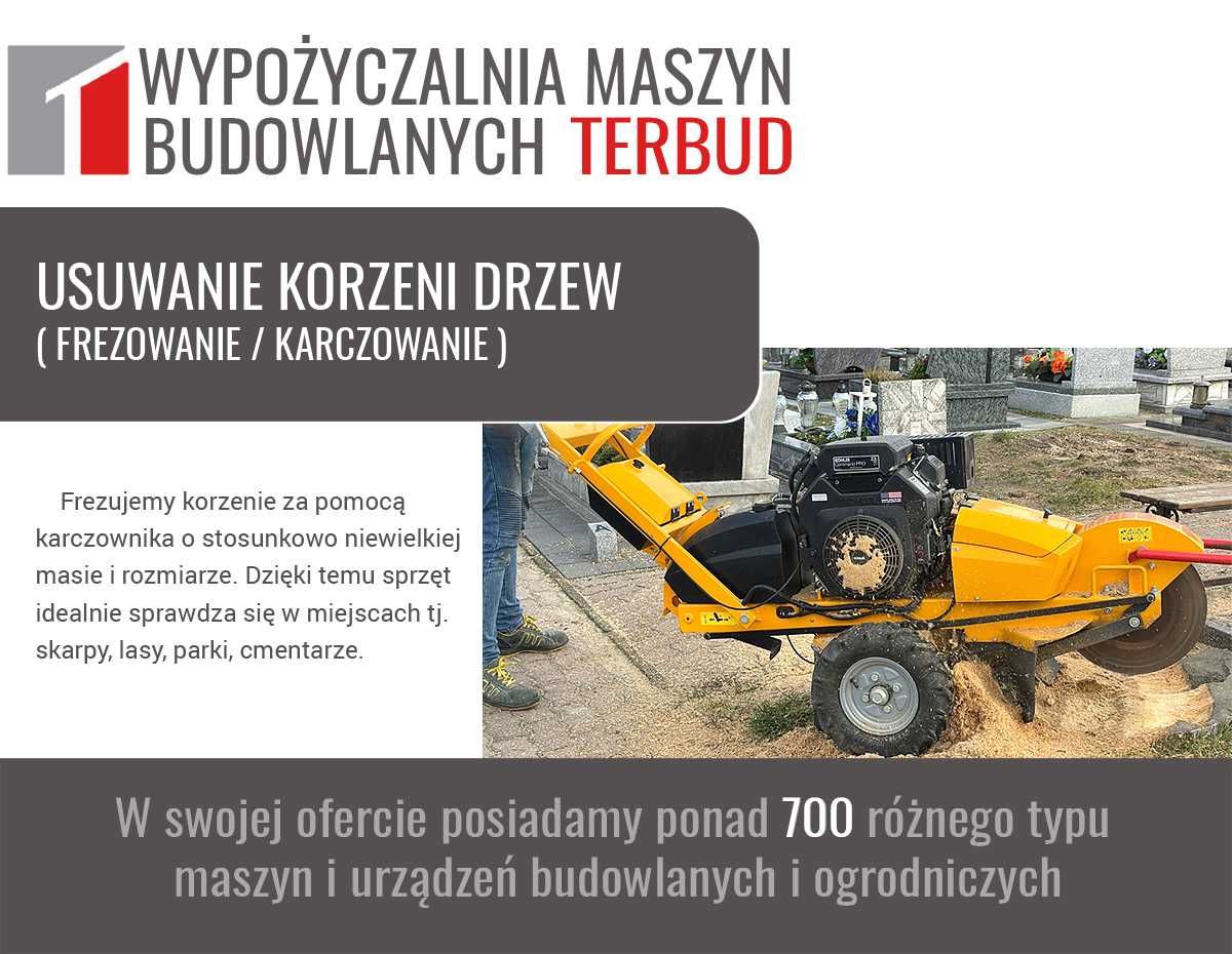 Usuwanie korzeni drzew. Frezowanie, karczowanie