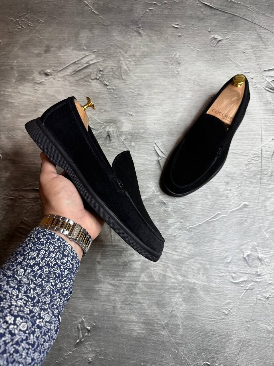 Лоферы замшевые мужские чёрные LORO PIANA Lux BLACK! Натуральная ЗАМША