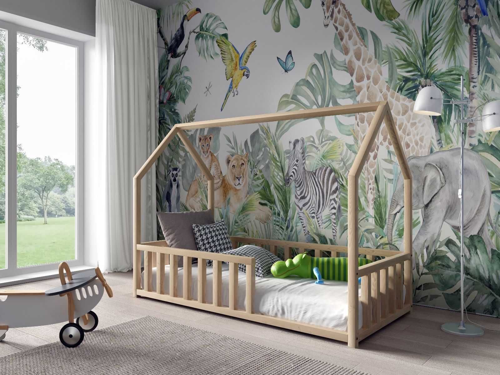 Łóżko sosnowe dziecięce domek ANTOŚ 160x80 - materac gratis