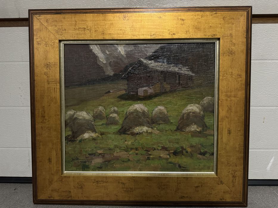 Obraz olejny stary "Góry" autor nieznany