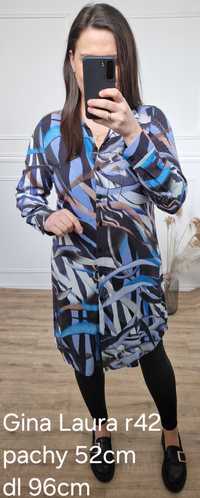 Długa czarna tunika wzory Gina Laura r 42 xl
