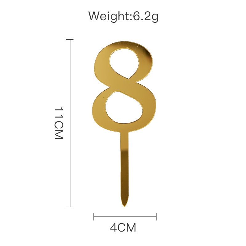 Topper cyfra złota 8 na tort urodzinowy