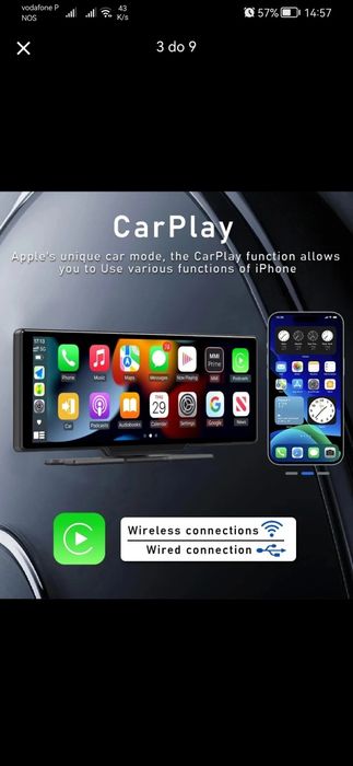 Ecrã 10,26'' p/ carro - Mp5 - GPS, Car Play, Android Auto, BT 5.0