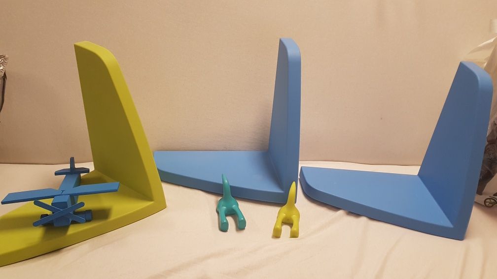 Ikea półki wiszące Zielono niebieski zestaw 2 haczyki pieski i samolot