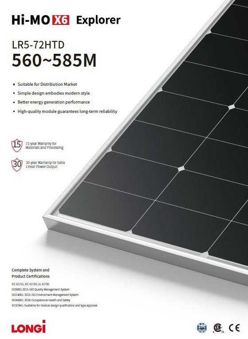 Paleta modułów 36 szt  Longi 565W Hi-MO X6 Explorer srebrna rama