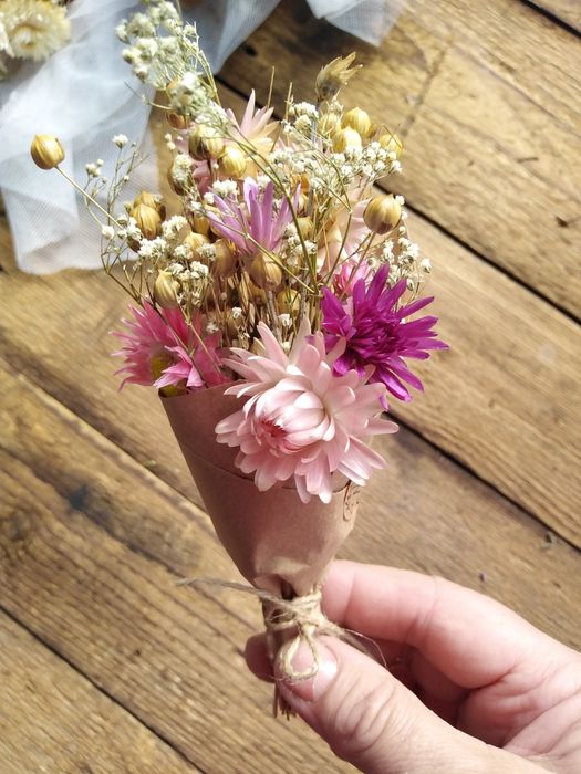 Upominek, podziękowanie dla gości, mini bukiecik boho, suszone kwiaty