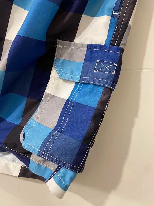 Męskie spodenki sznurowane kąpielówki w kwadraty z kieszeniami F&F S/M