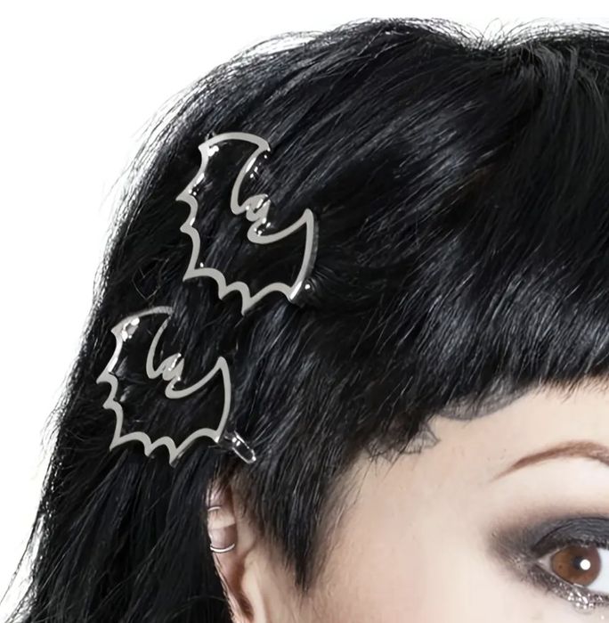 Готичні заколки кажани срібні набір 2 шт