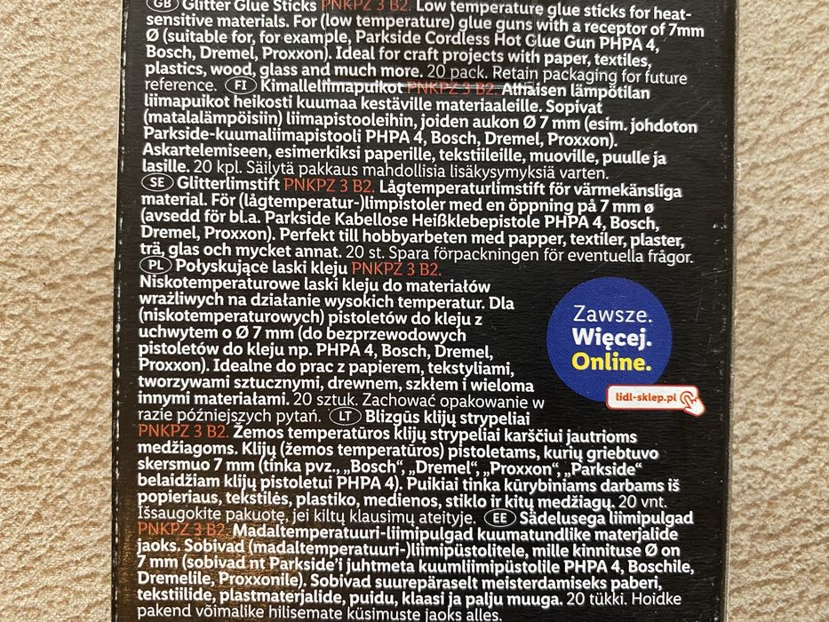 Połyskujace laski kleju