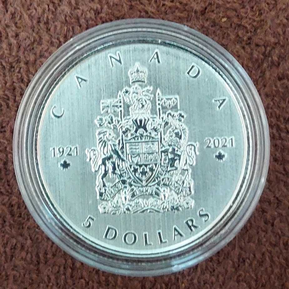 100 Rocznica Nadania Herbu Kanadzie 5 dolarow 2021
