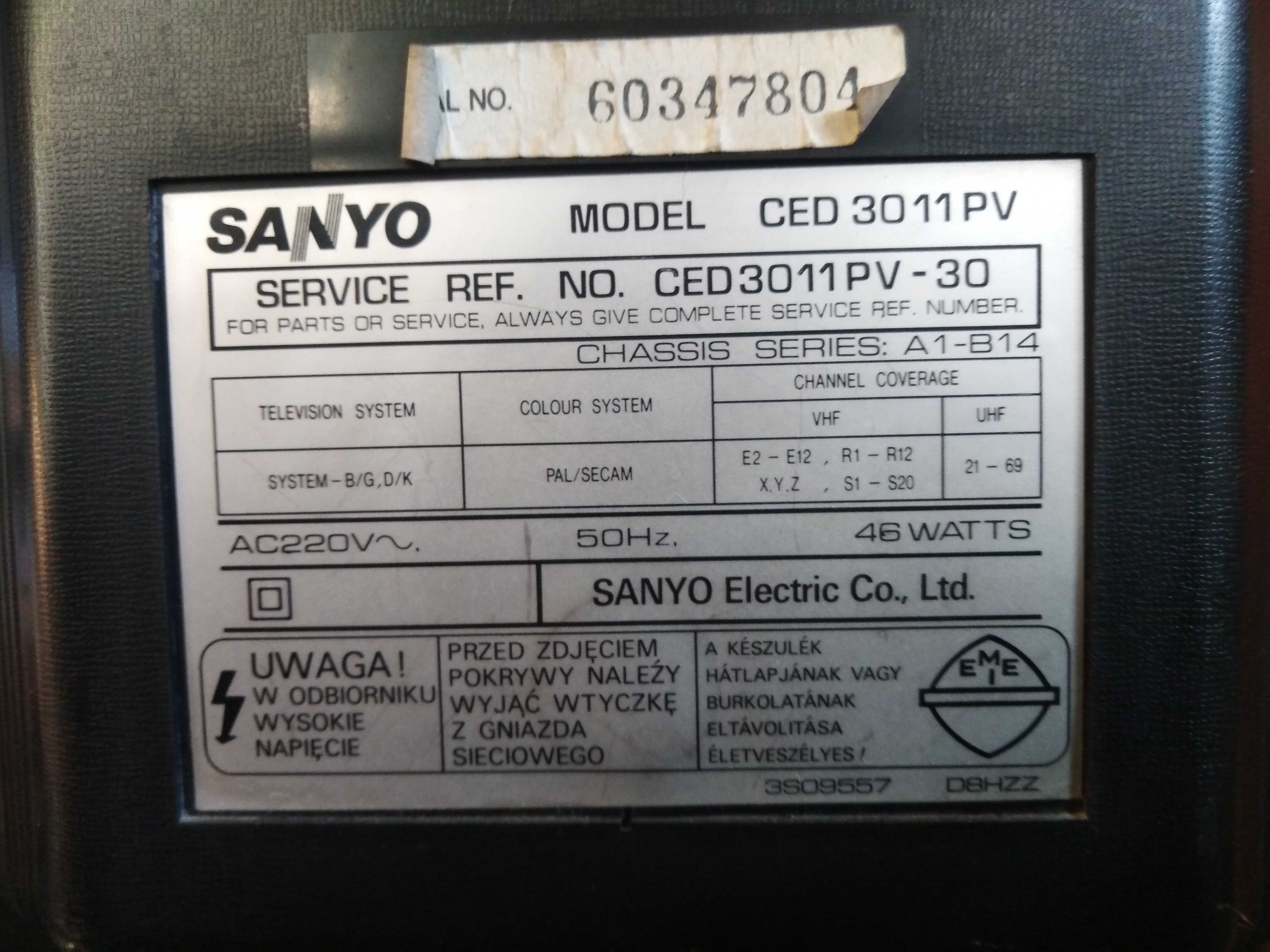 Telewizor przenośny Sanyo 14 cali CED3011PV pilot Dostawa Wa-wa okolic