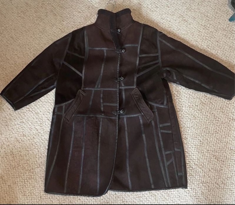 Kożuch prawdziwy uniseks czekoladowy brązowy L/XL