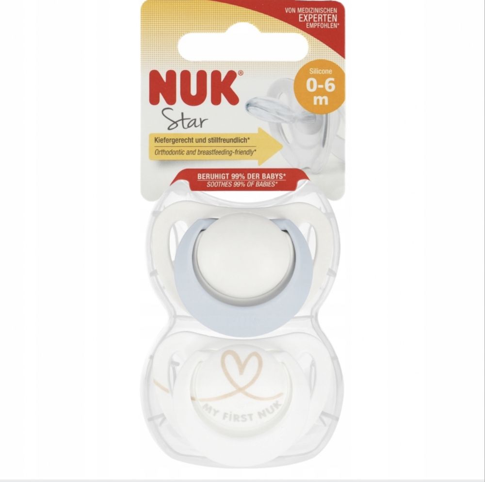 Nuk smoczek 0-6m, niebiesko-biaty, 2 szt.