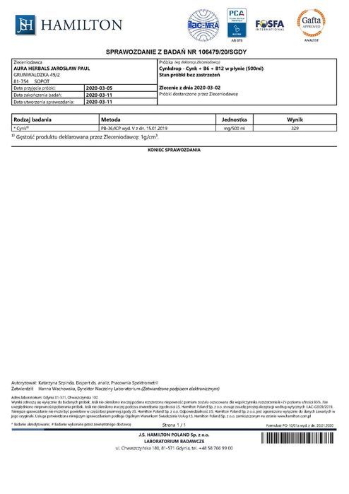 Cynkdrop, cynk + B6 + B12, płyn 500 ml