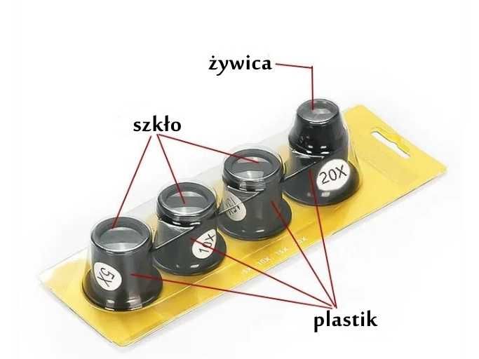 Komplet 4 lup zegarmistrzowskich 5x 10x 15x 20x lupa zegarmistrzowska