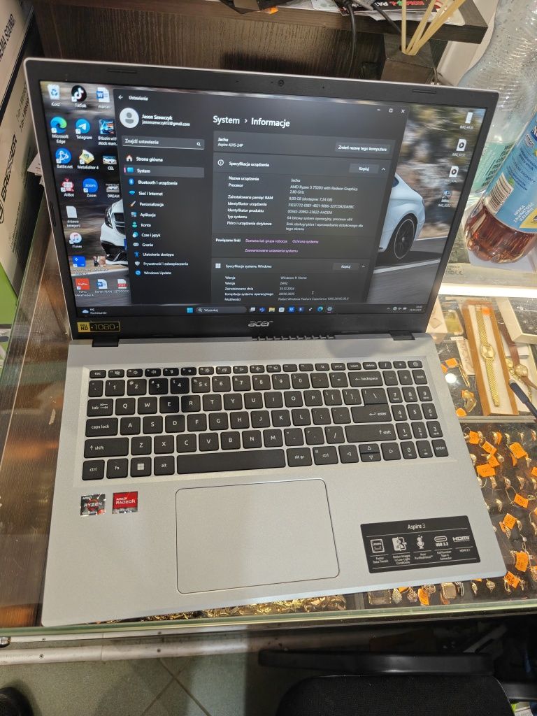 Laptop ACER Aspire 3 A315-24P-R7V1 15.6 R5 8/512GB..Jak nowY.PAT-KOM