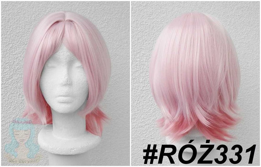 Różowa peruka krótka ombre Dahlia Genshin Impact cosplay różowy wig