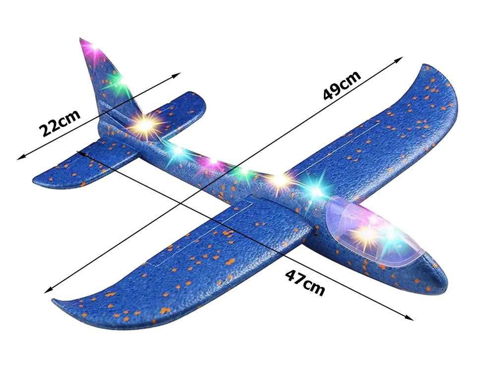 Samolot styropianowy 47cm świecący LED szybowiec rzutka duży