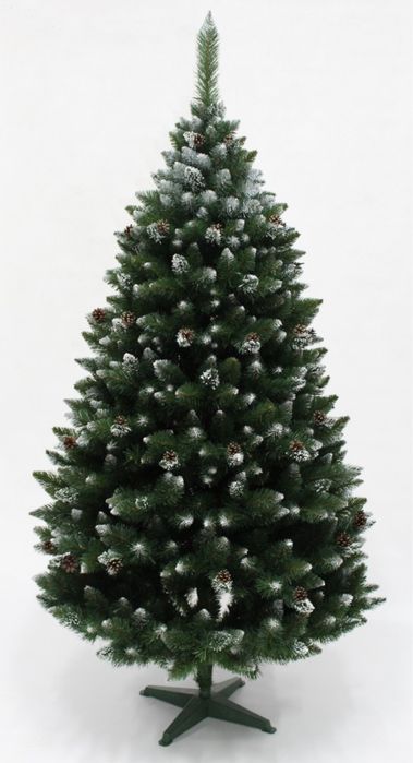 Choinka sztuczna sosna oszroniona 220cm GĘSTA szyszki PREMIUM JAK ŻYWA