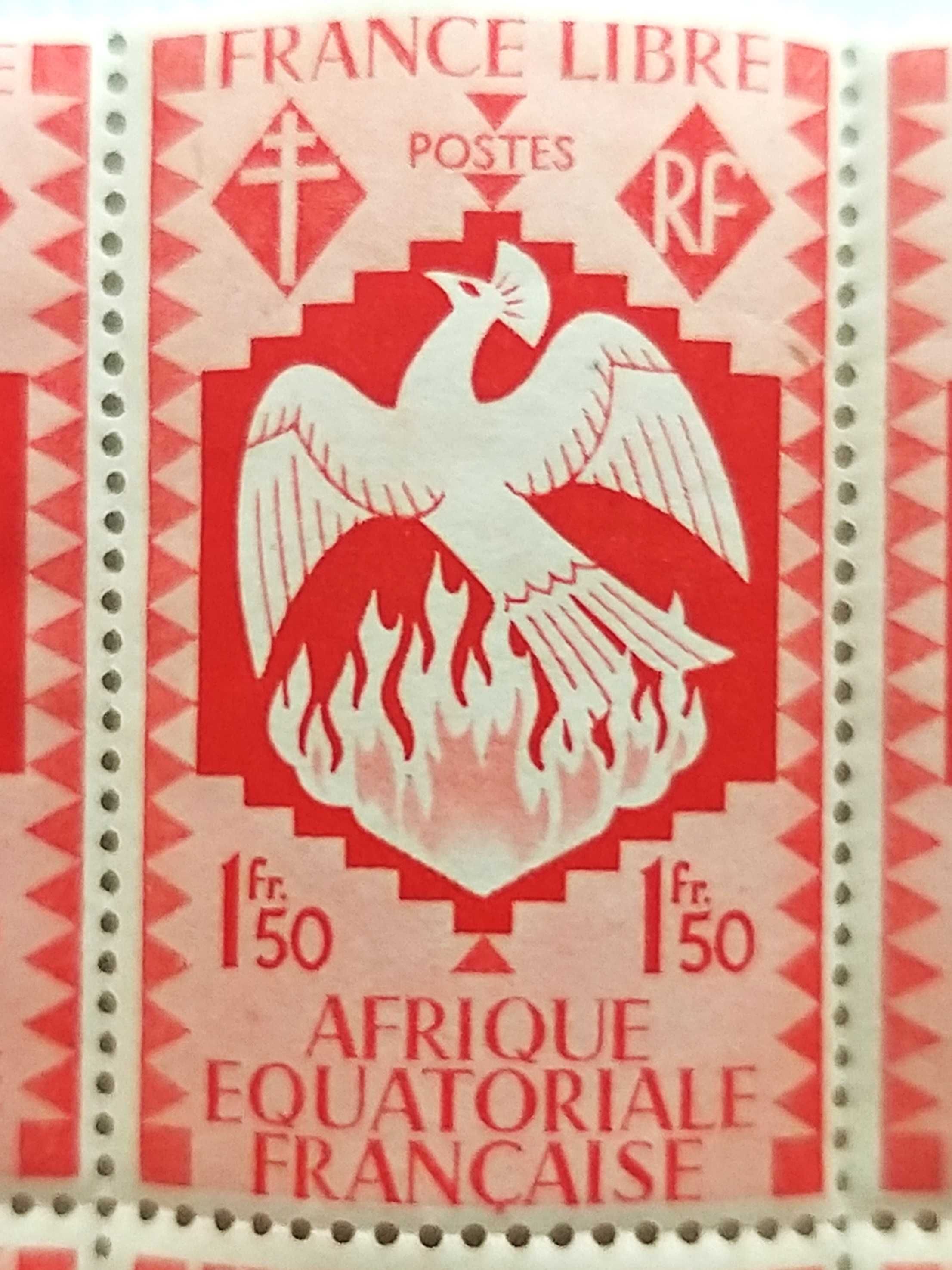 Znaczek kolonialny Wolnych Francuzów Afryka Równikowa 1941r E. Dulac