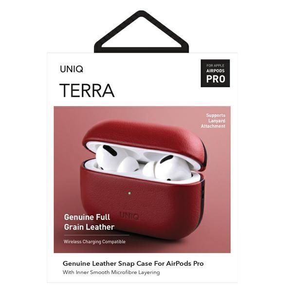 Uniq Etui Terra Airpods Pro Genuine Leather Czerwony/Red