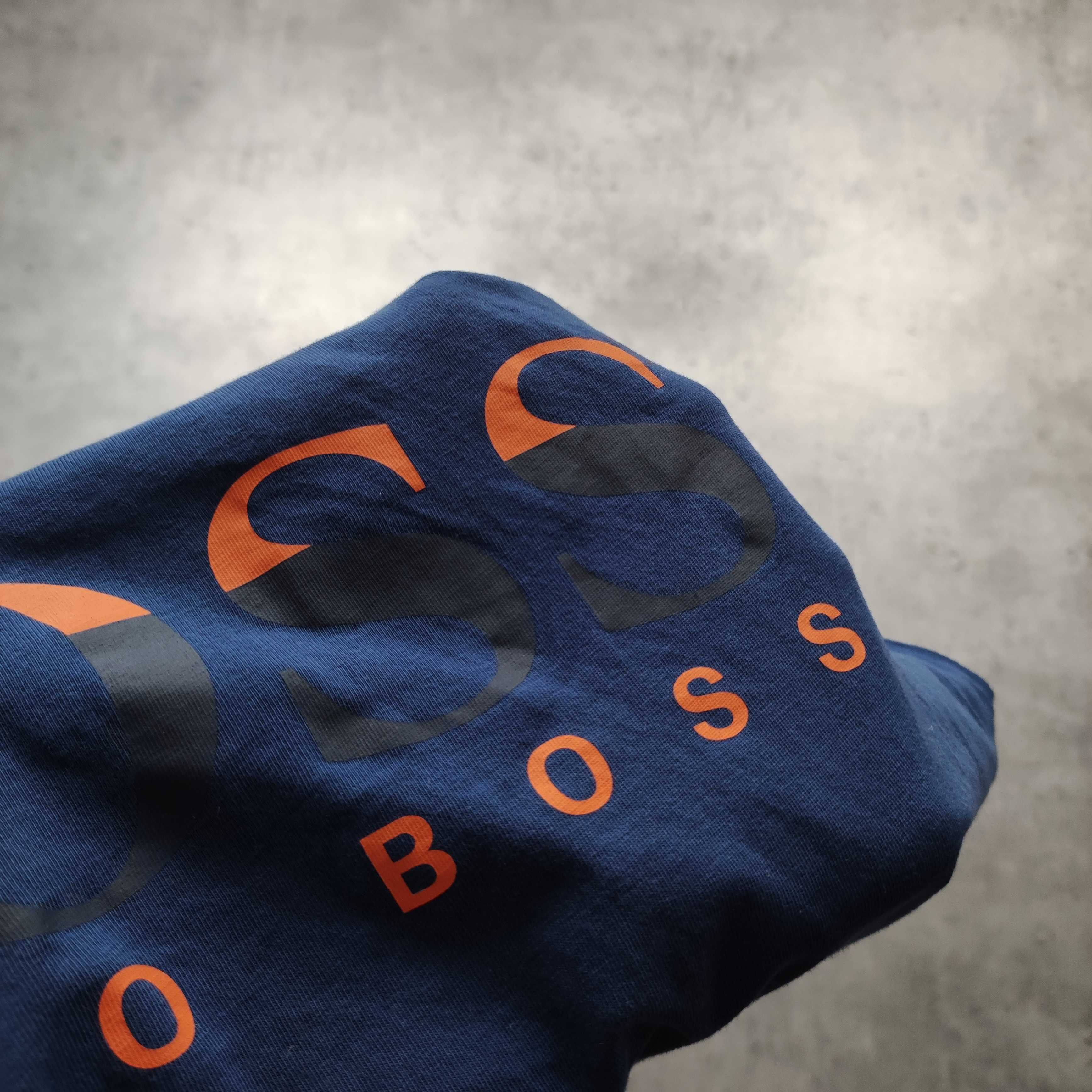 MĘSKA Koszulka Bawełna PREMIUM Hugo Boss Logo Nadruk Elegancka Orange