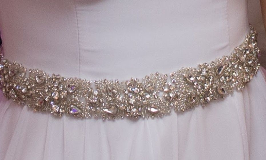 Pasek do sukni ślubnej srebrny